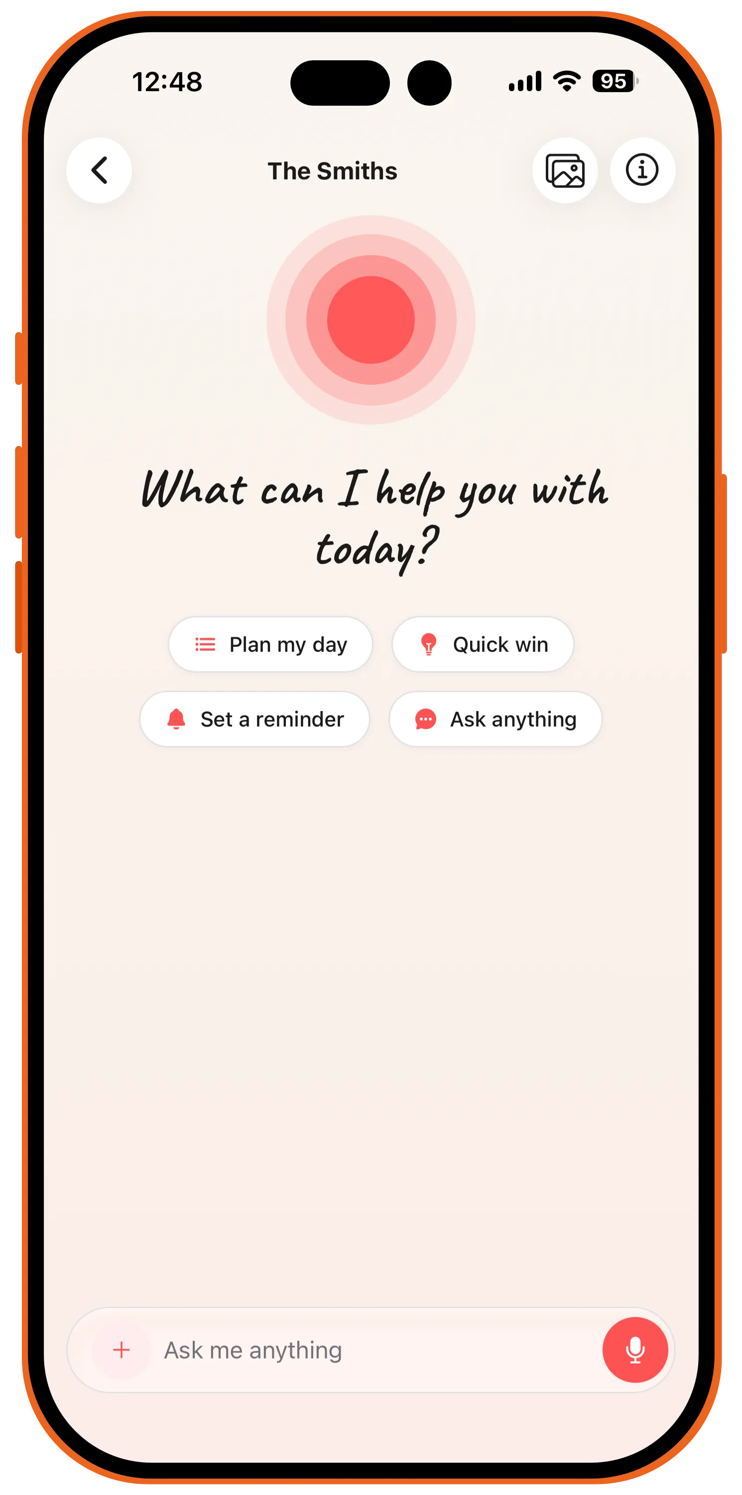 Hey Nellie family chat ready to help plan the day, set reminders, or answer questions